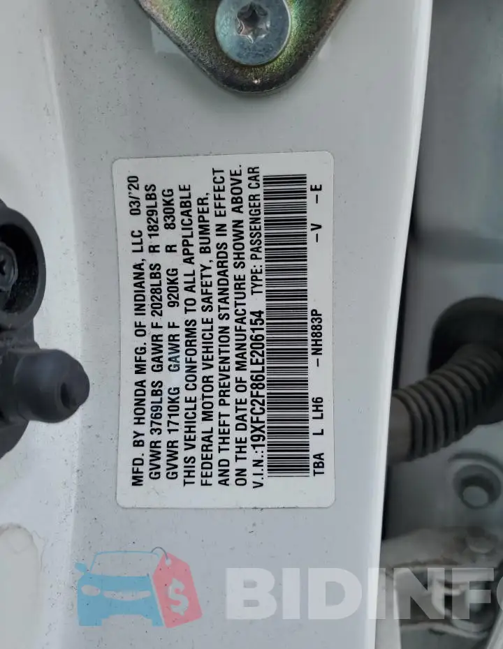 19XFC2F86LE206154 Photo# 12