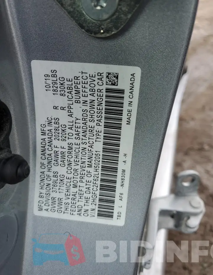 2HGFC2F62LH502051 Photo# 12