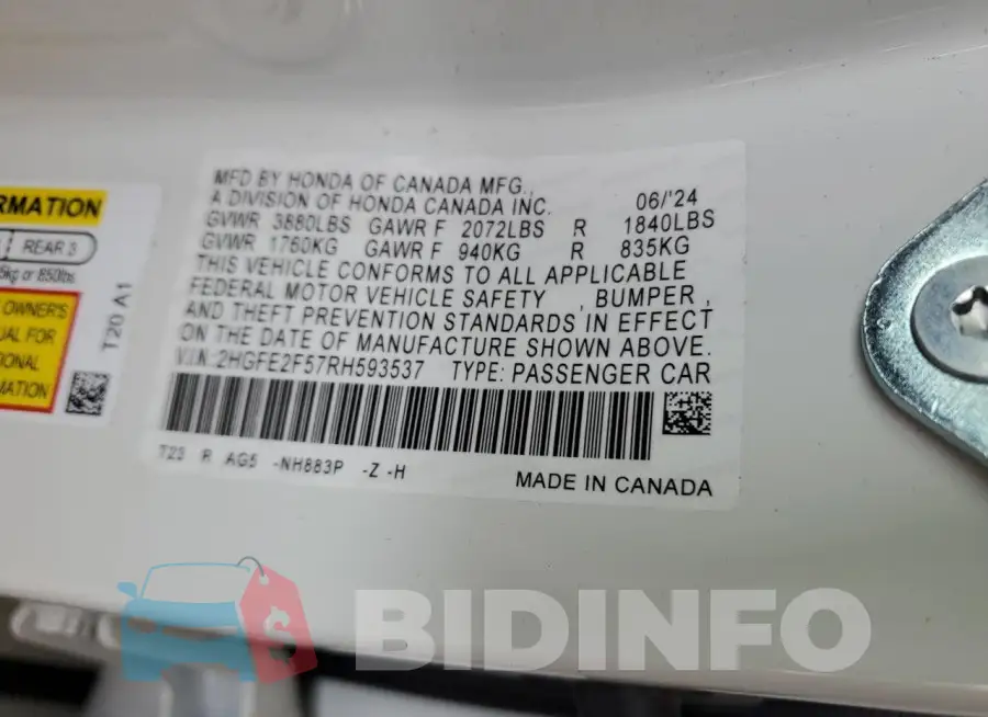 2HGFE2F57RH593537 Photo# 12