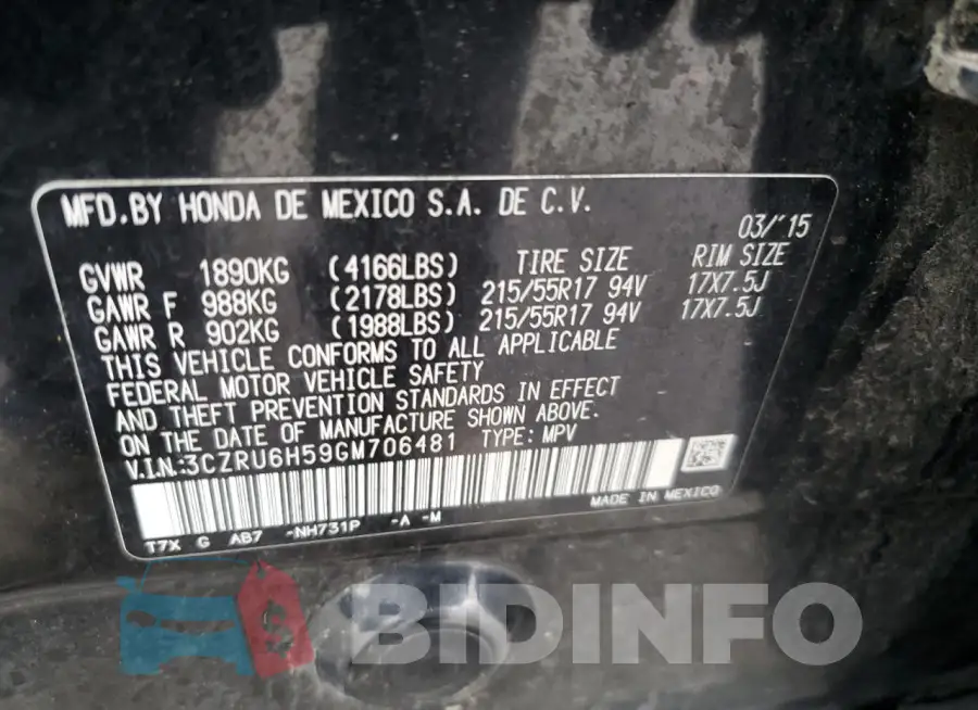 3CZRU6H59GM706481 Photo# 13