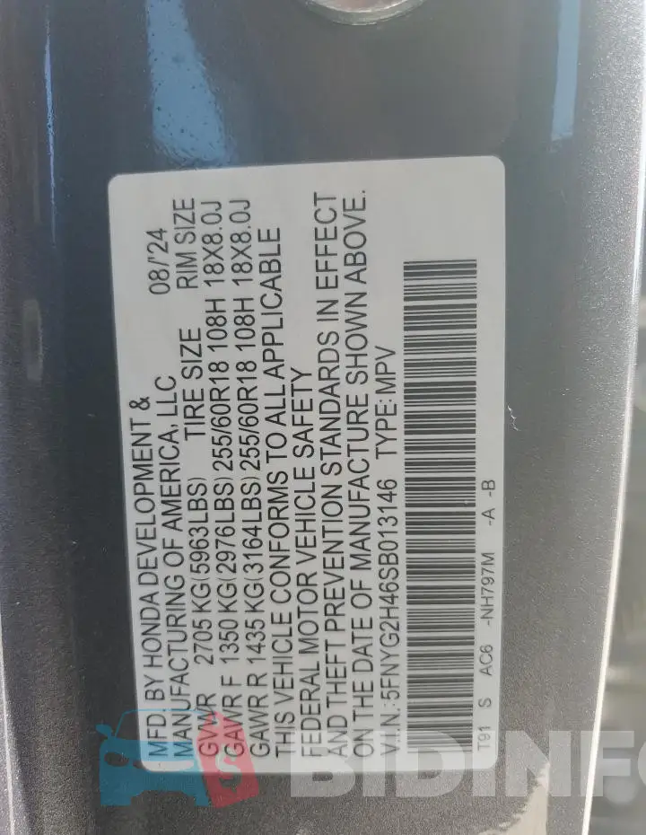 5FNYG2H46SB013146 Photo# 13