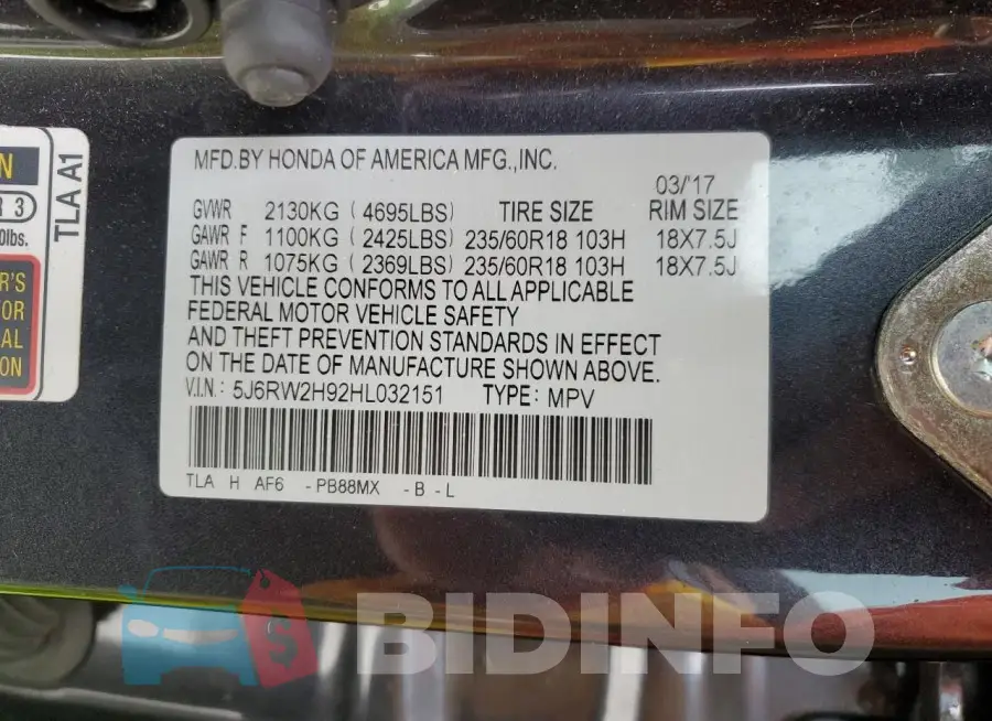 5J6RW2H92HL032151 Photo# 12