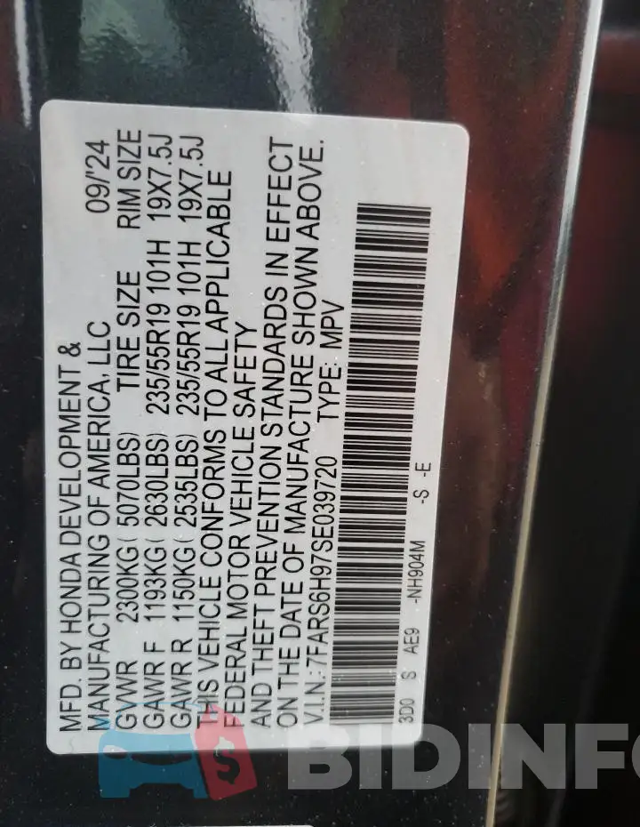 7FARS6H97SE039720 Photo# 14