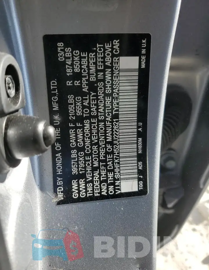 SHHFK7H52JU222621 Photo# 12