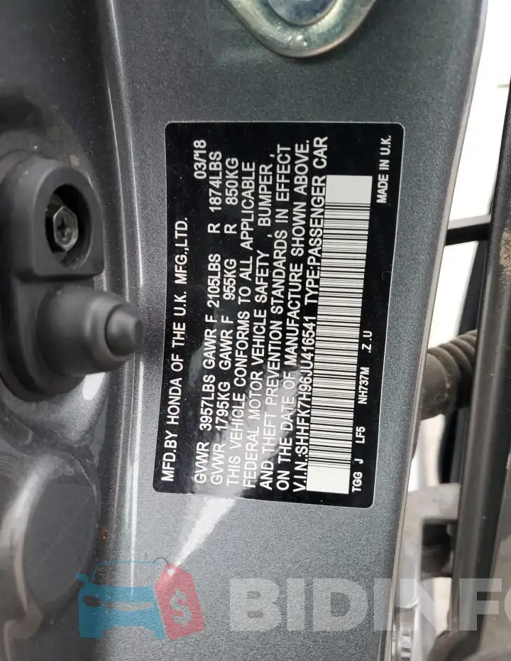 SHHFK7H96JU416541 Photo# 12