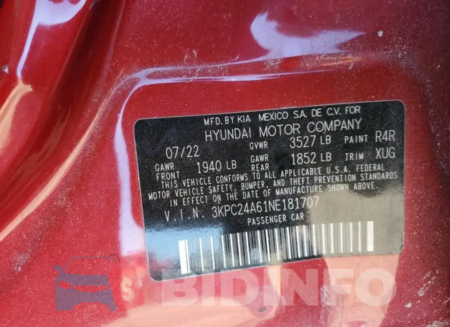 3KPC24A61NE181707 Photo# 12
