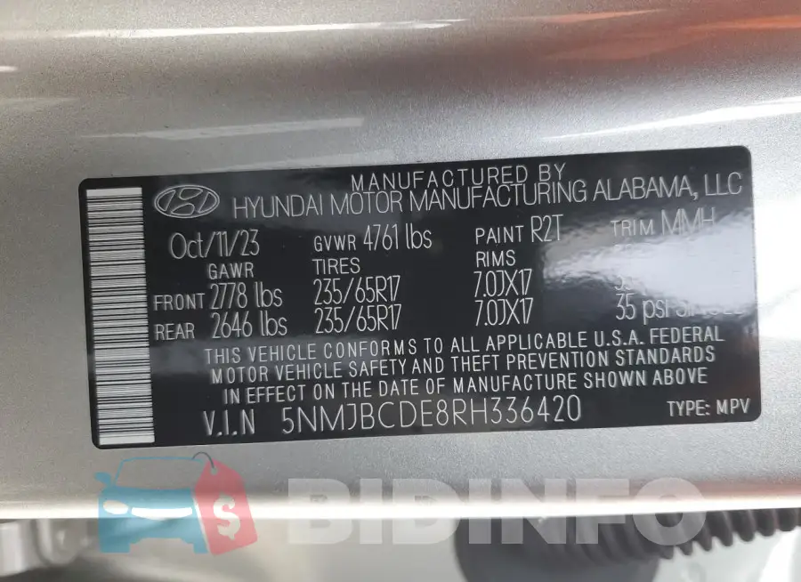 5NMJBCDE8RH336420 Photo# 13