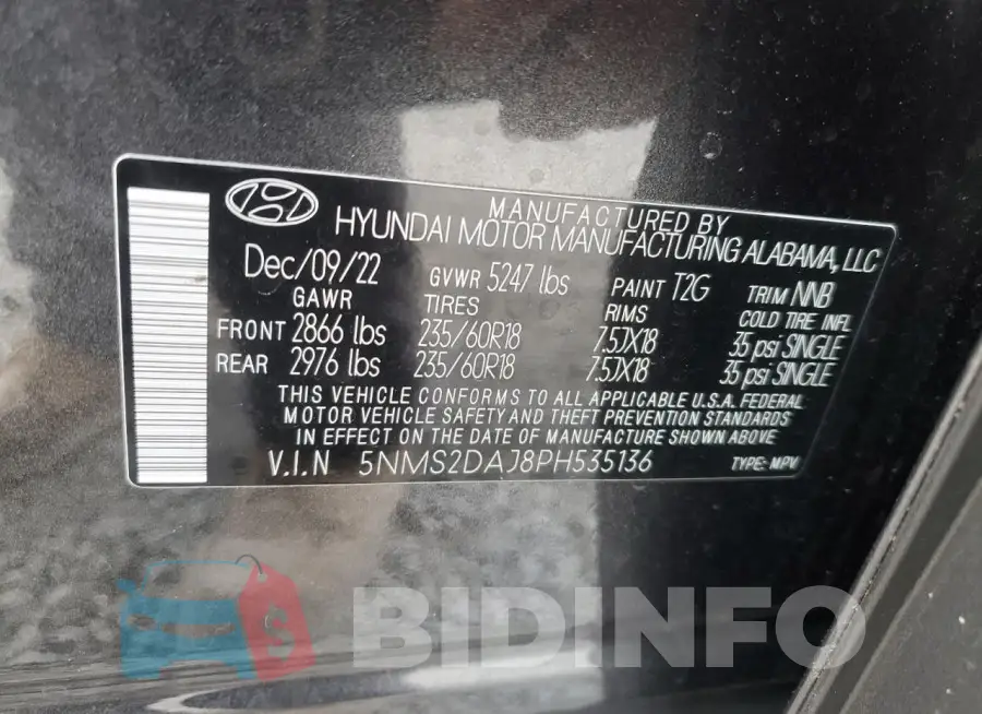 5NMS2DAJ8PH535136 Photo# 14