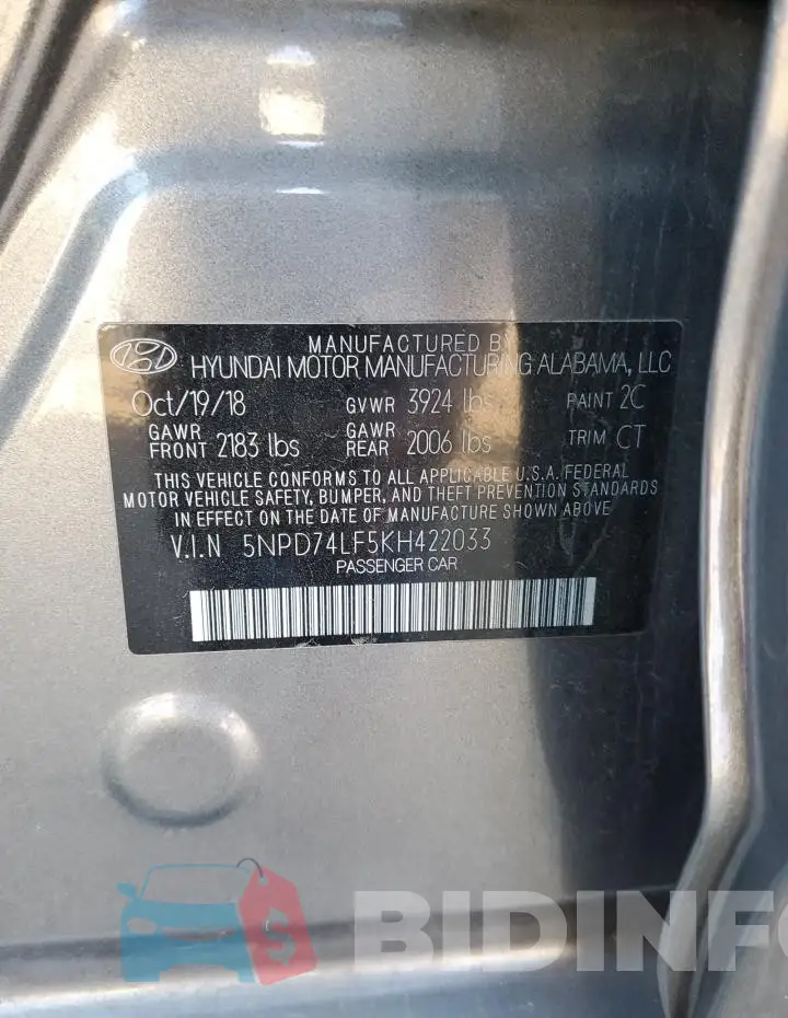 5NPD74LF5KH422033 Photo# 12