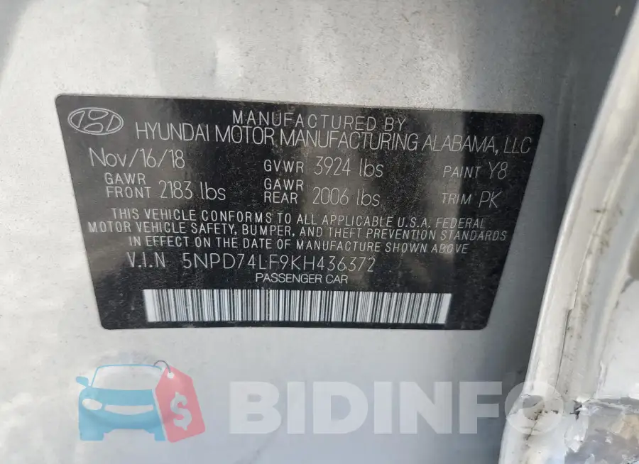 5NPD74LF9KH436372 Photo# 13