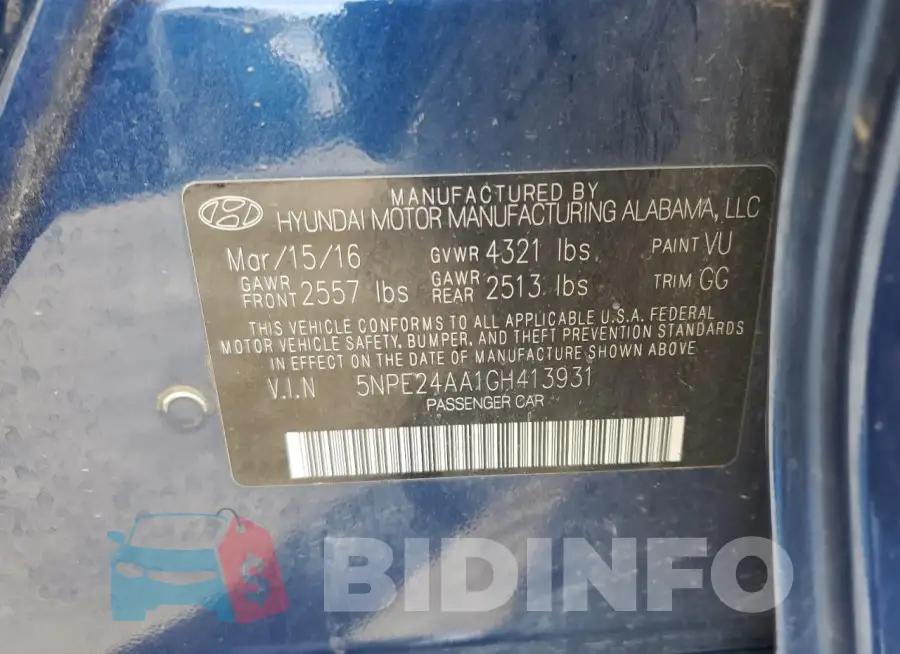 5NPE24AA1GH413931 Photo# 12