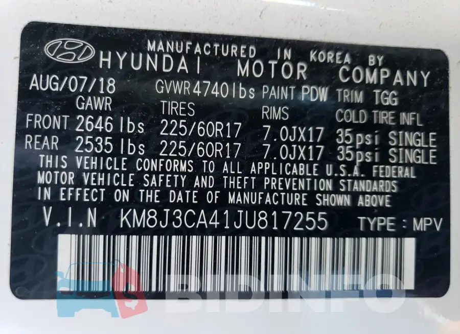KM8J3CA41JU817255 Photo# 13