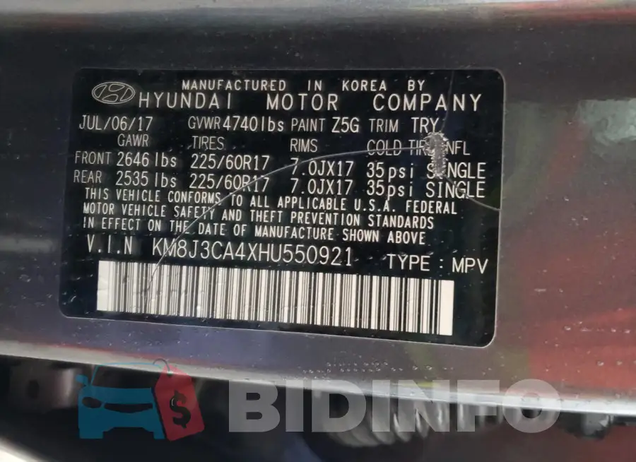 KM8J3CA4XHU550921 Photo# 14