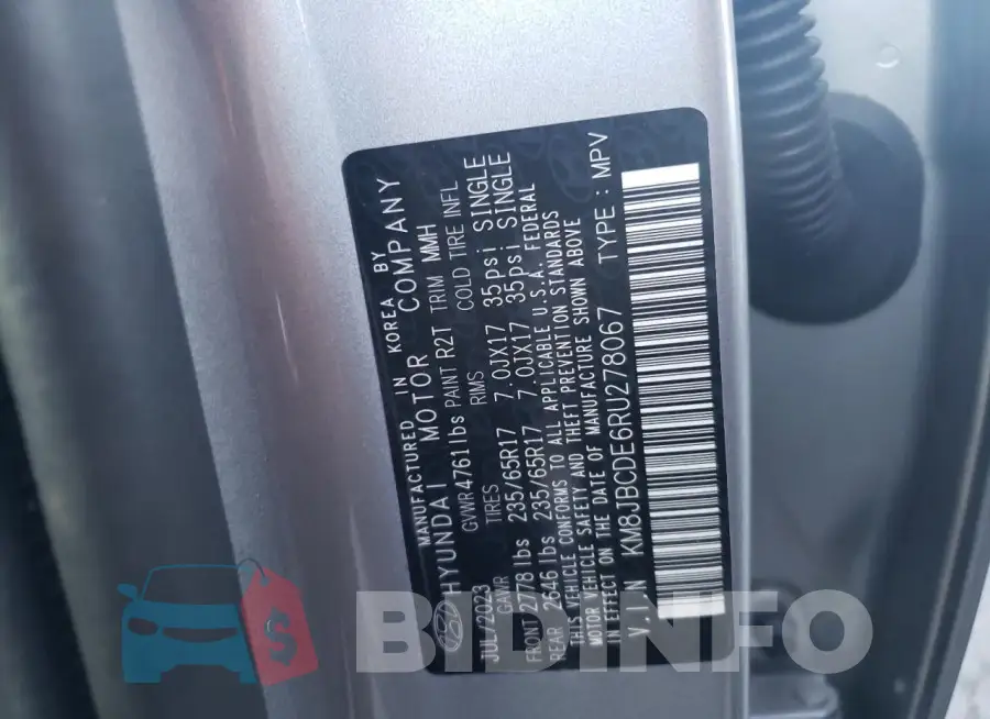 KM8JBCDE6RU278067 Photo# 13