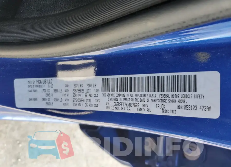 1C6SRFFT7KN887628 Photo# 12