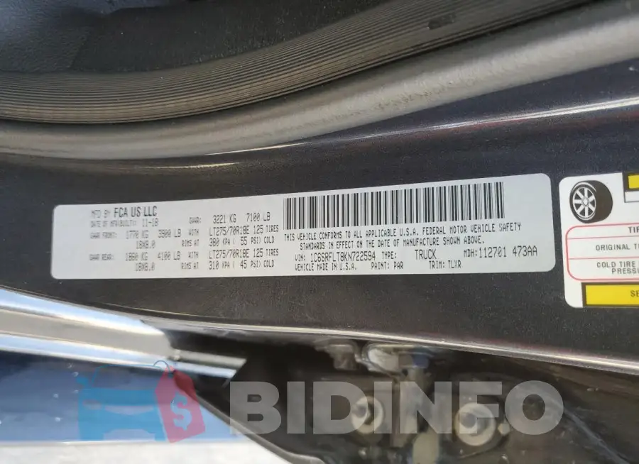 1C6SRFLT8KN722594 Photo# 12