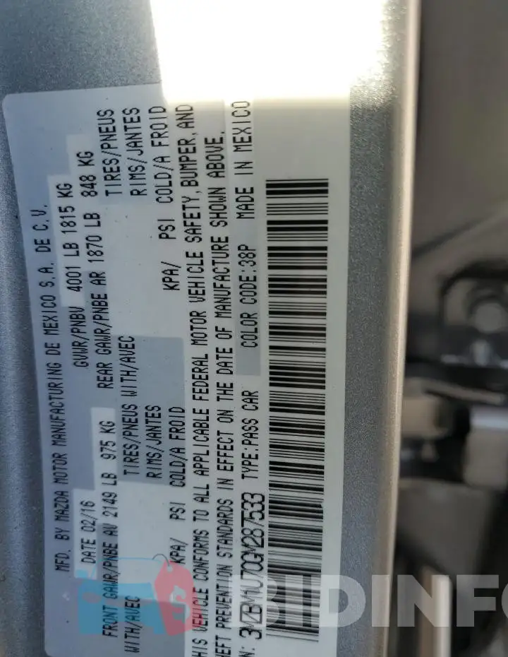 3MZBM1U70GM287533 Photo# 12