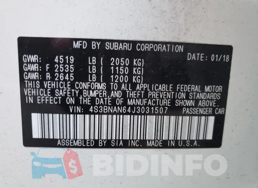 4S3BNAN64J3031507 Photo# 12