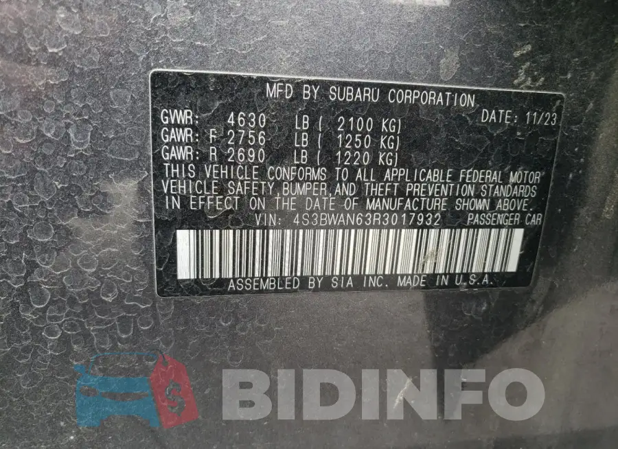 4S3BWAN63R3017932 Photo# 13