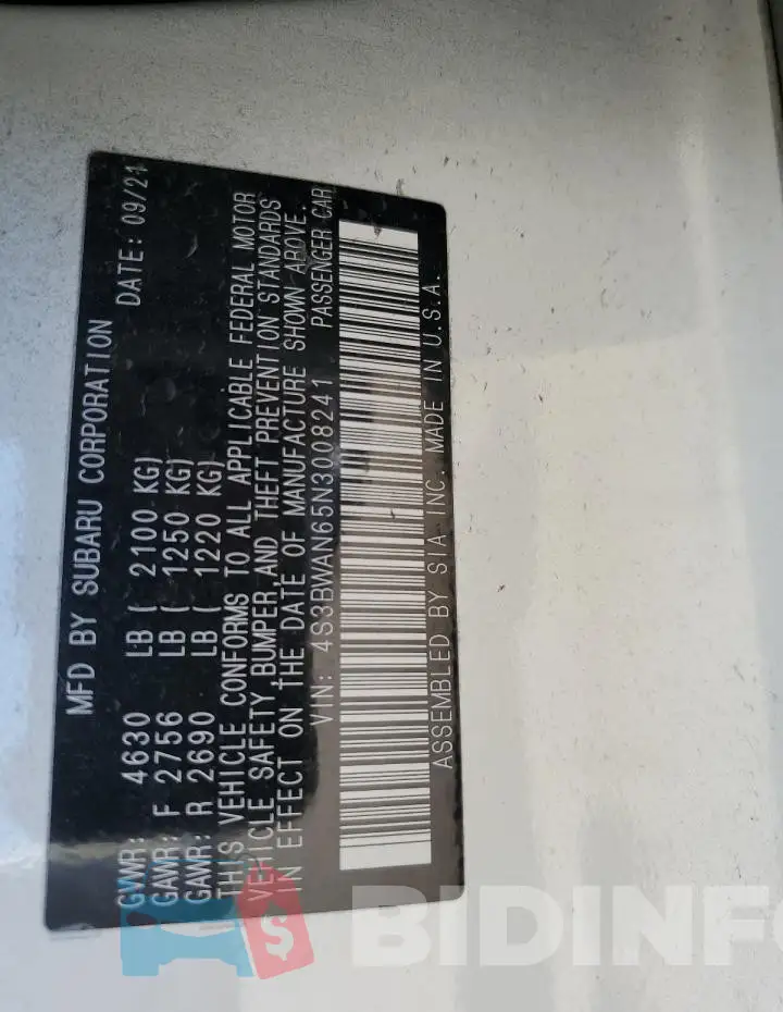 4S3BWAN65N3008241 Photo# 12