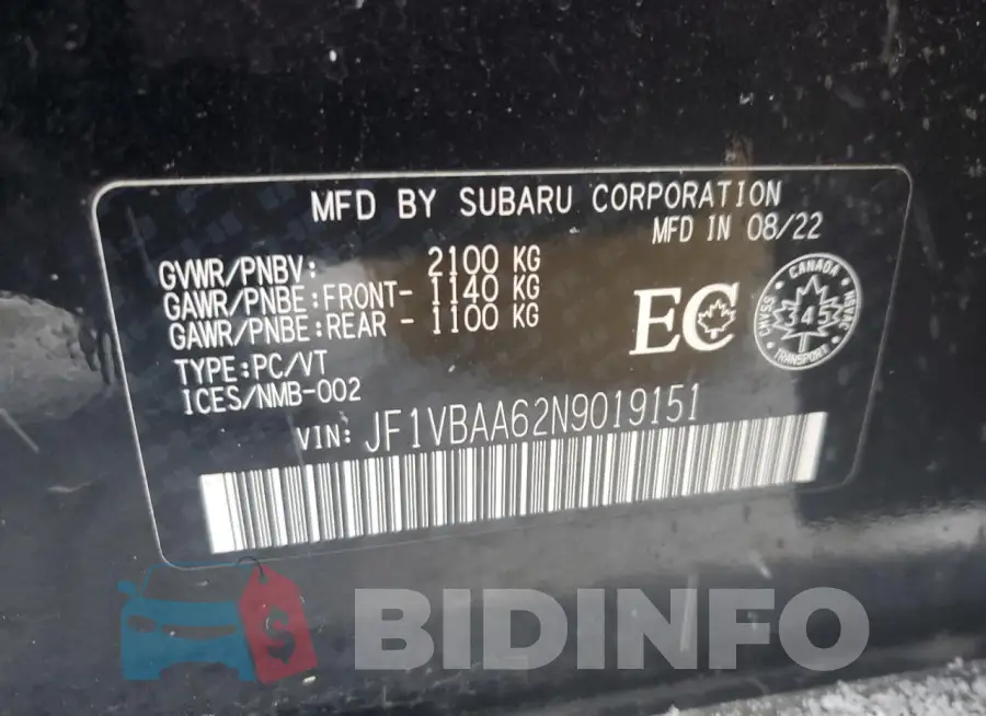 JF1VBAA62N9019151 Photo# 13