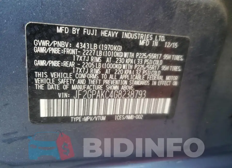 JF2GPAKC4G8238793 Photo# 13