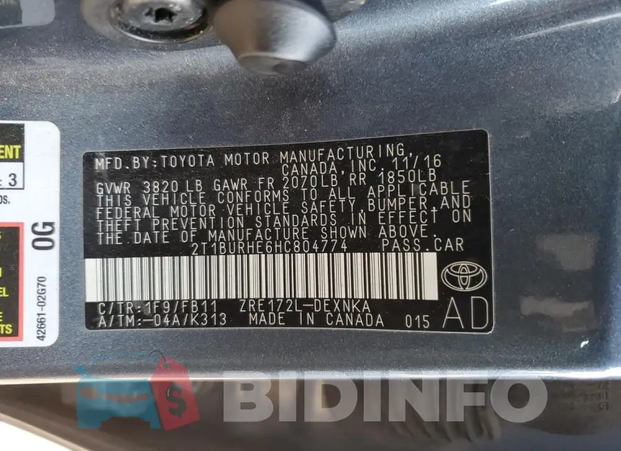 2T1BURHE6HC804774 Photo# 12