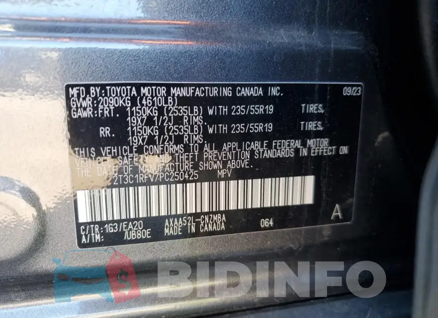2T3C1RFV7PC250425 Photo# 12