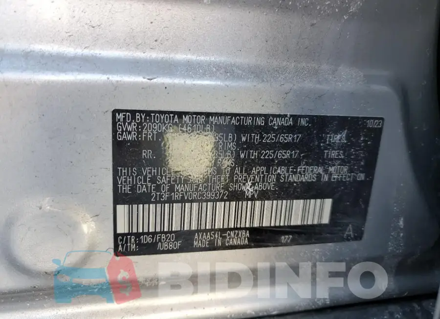 2T3F1RFV0RC399372 Photo# 13