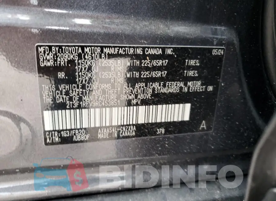 2T3F1RFV9RC453851 Photo# 12