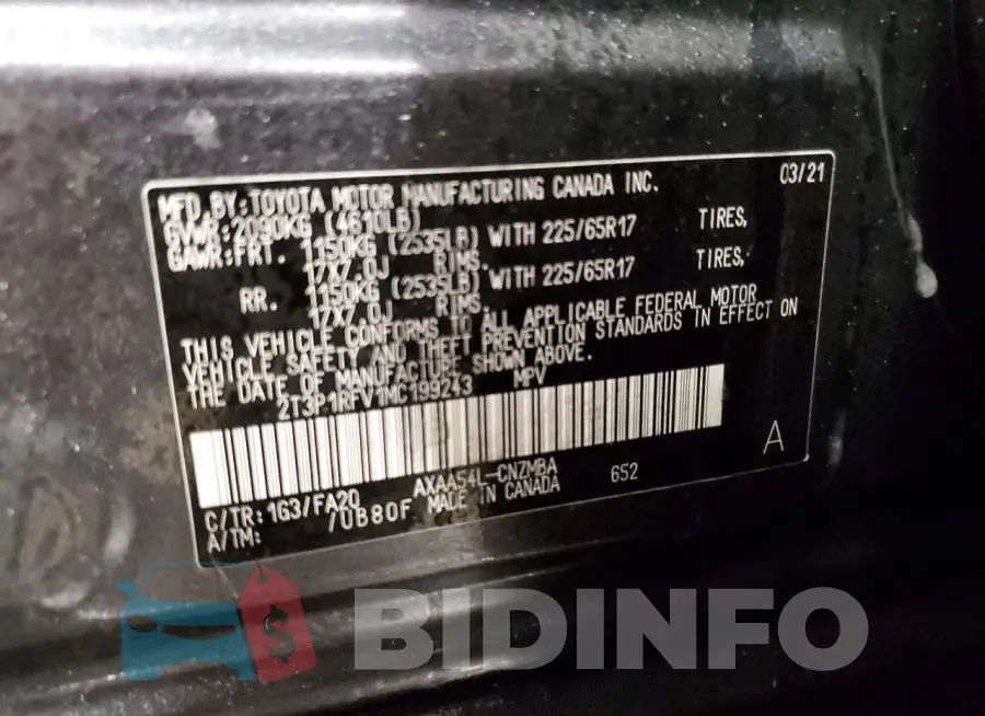 2T3P1RFV1MC199243 Photo# 14