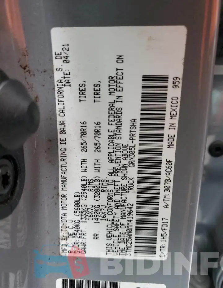 3TMCZ5AN0MM419642 Photo# 12