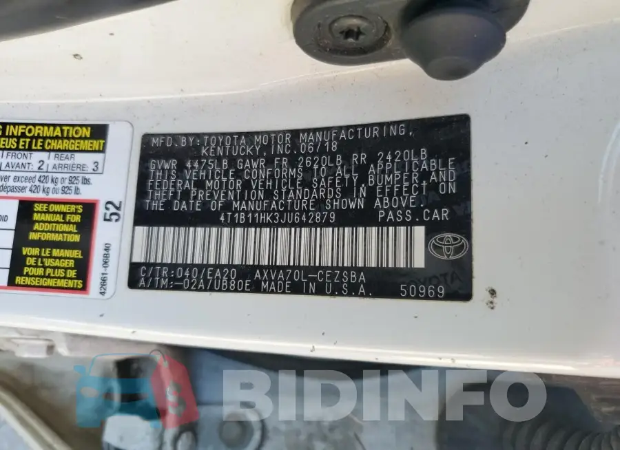 4T1B11HK3JU642879 Photo# 13