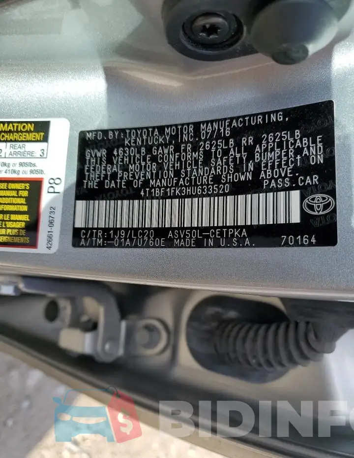 4T1BF1FK3HU633520 Photo# 12