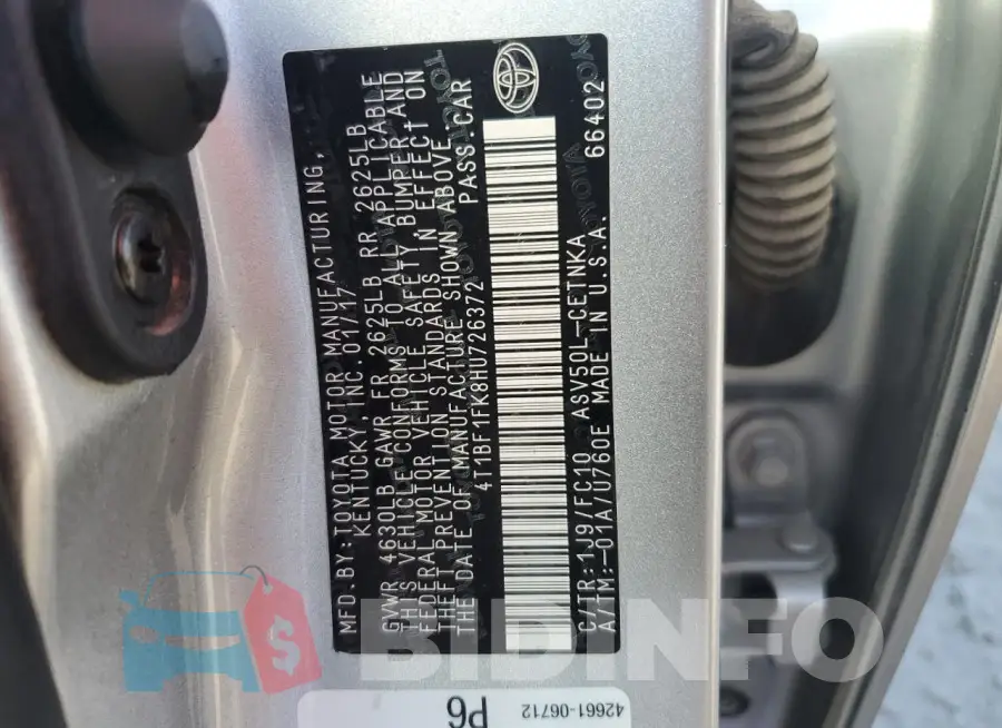4T1BF1FK8HU726372 Photo# 13