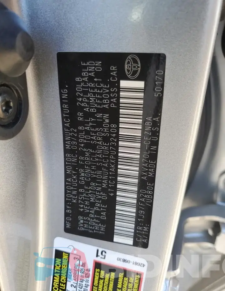 4T1C11AKXPU732408 Photo# 12