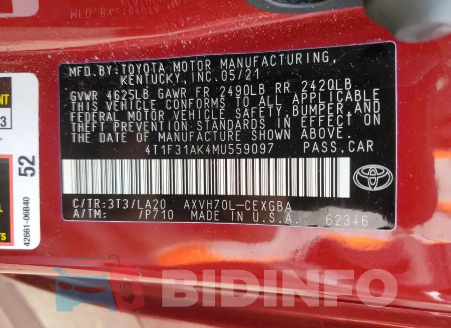 4T1F31AK4MU559097 Photo# 12
