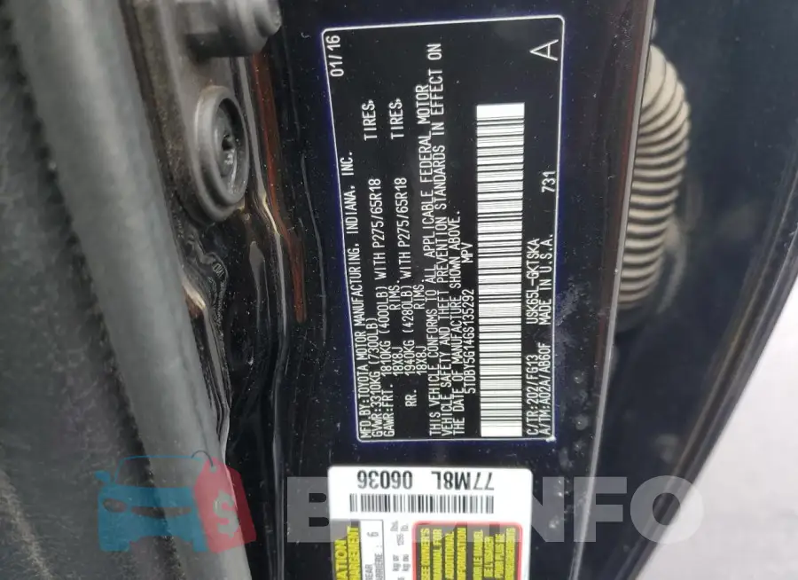 5TDBY5G14GS135292 Photo# 13