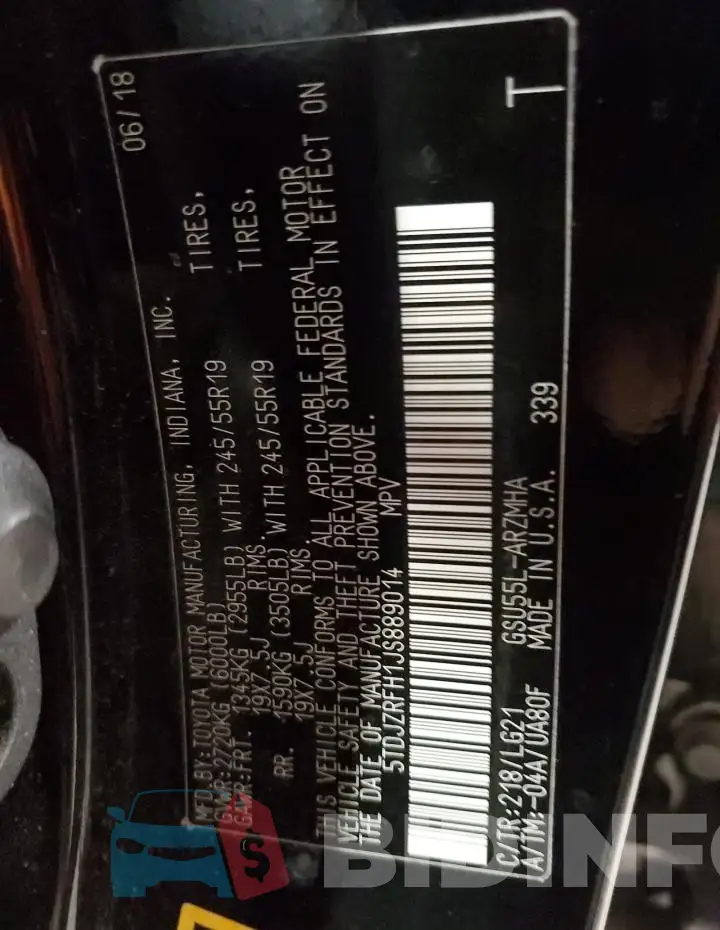 5TDJZRFH1JS889014 Photo# 13