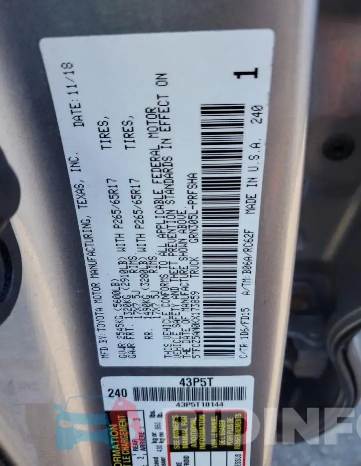 5TFCZ5AN0KX173859 Photo# 13