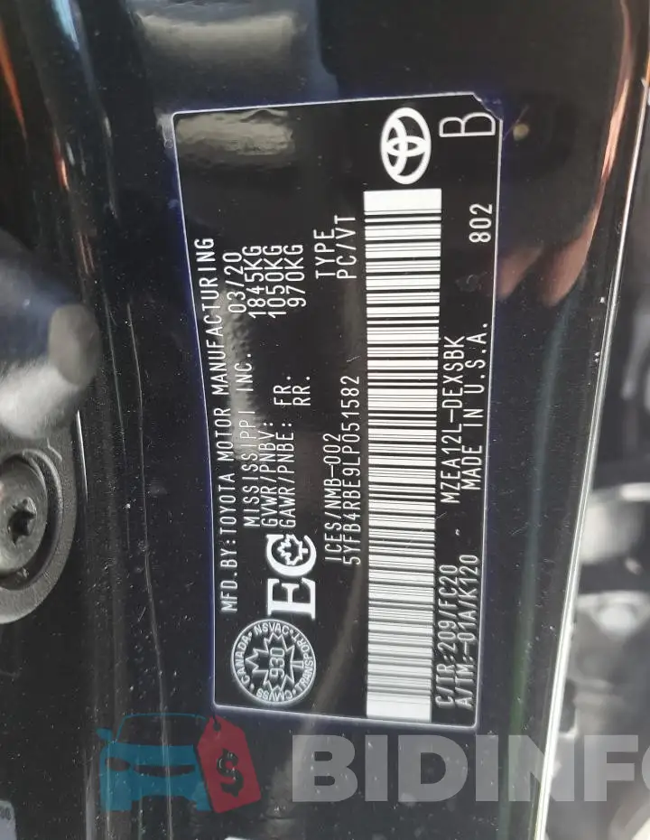 5YFB4RBE9LP051582 Photo# 12