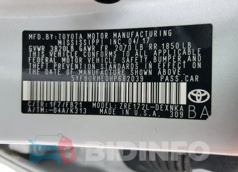 5YFBURHE0HP682039 Photo# 13