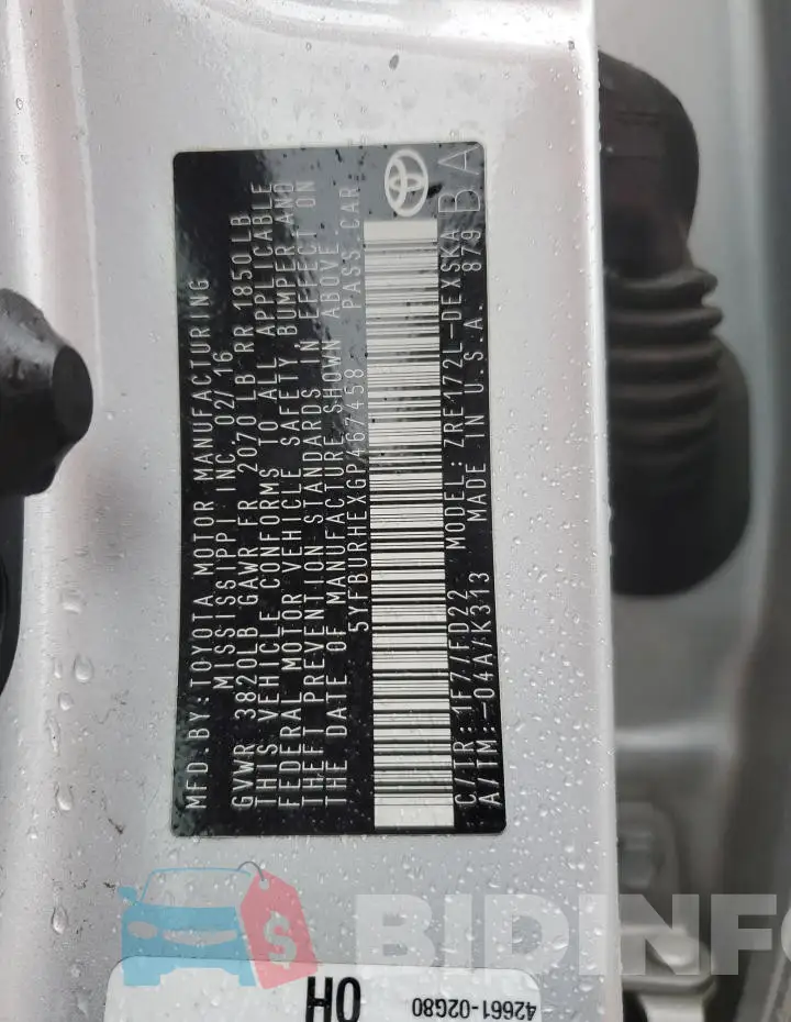 5YFBURHEXGP467458 Photo# 12