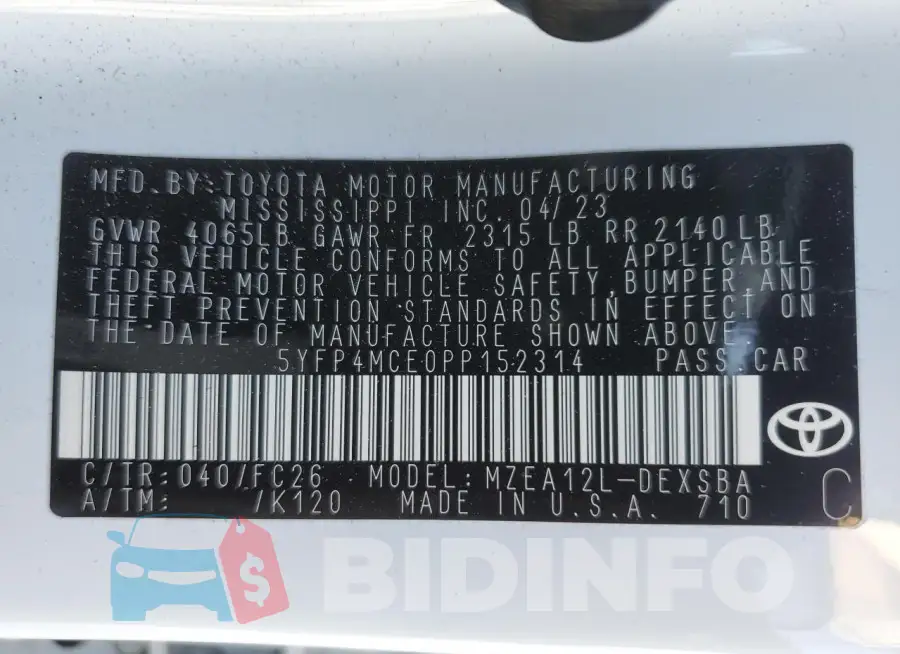 5YFP4MCE0PP152314 Photo# 12