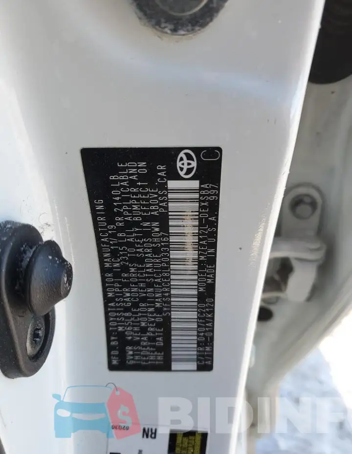 5YFS4RCE8LP033167 Photo# 12