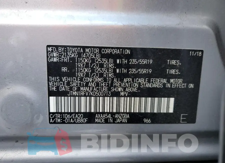 JTMN1RFV7KD500713 Photo# 13