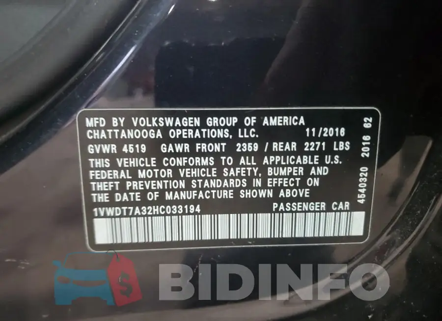1VWDT7A32HC033194 Photo# 12
