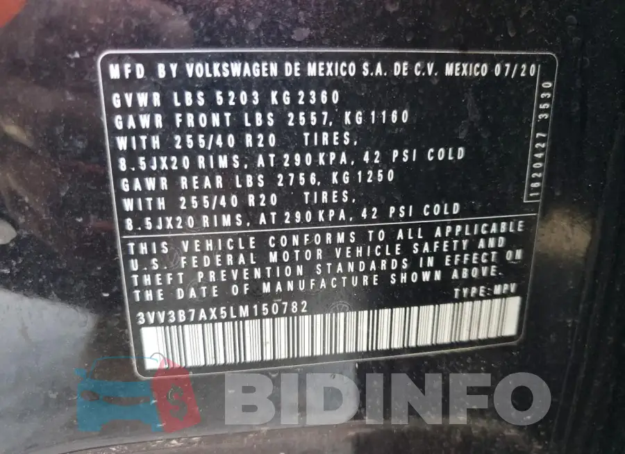 3VV3B7AX5LM150782 Photo# 13