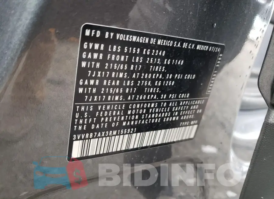 3VVRB7AX3RM155921 Photo# 12