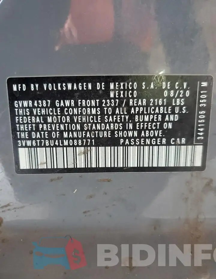 3VW6T7BU4LM088771 Photo# 12